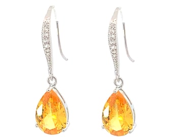 Yellow topaz earrings - November birthstone earrings - crystal earrings