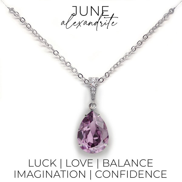 June birthstone necklace - alexandrite crystal pendant