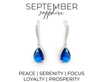Sapphire Cubic Zirconia Earrings: September Birthstone Gift