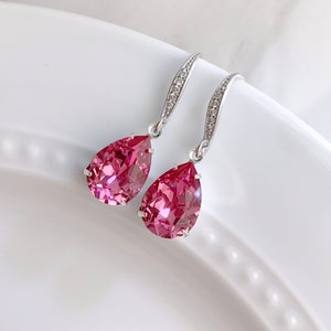 Birthstone earrings - pink tourmaline earrings - October birthstone - crystal earrings - Avery