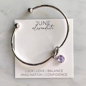 June birthstone bracelet - knot bracelet - eternity cuff bracelet - alexandrite charm bracelet