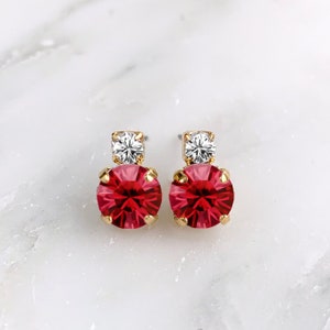 Ruby Stud Earrings Minimalist Jewelry July Birthstone Crystal Earrings ...