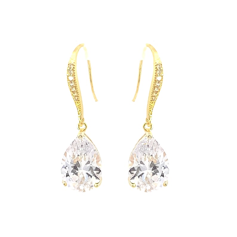 Teardrop bridal earrings in gold