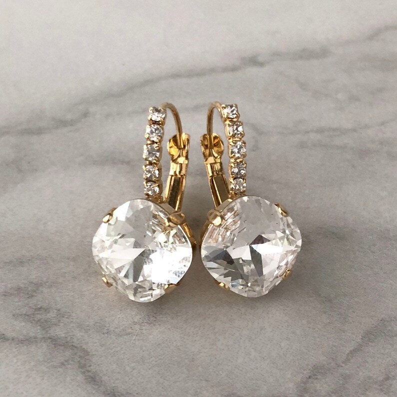 Gold Bridal Earrings Crystal Wedding Earrings Bridal | Etsy