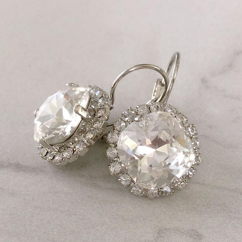 Wedding Earrings Rose Gold Cushion Cut Earrings Bridal Etsy