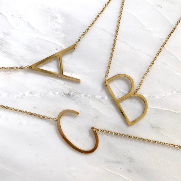 A initial necklace - oversize initial necklace