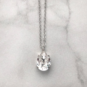 April birthstone necklace - diamond pendant - April birthday gift - crystal necklace - Dewdrop necklace