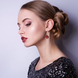 Druppeloorbellen Swarovski-kristal robijn: bruidssieraden