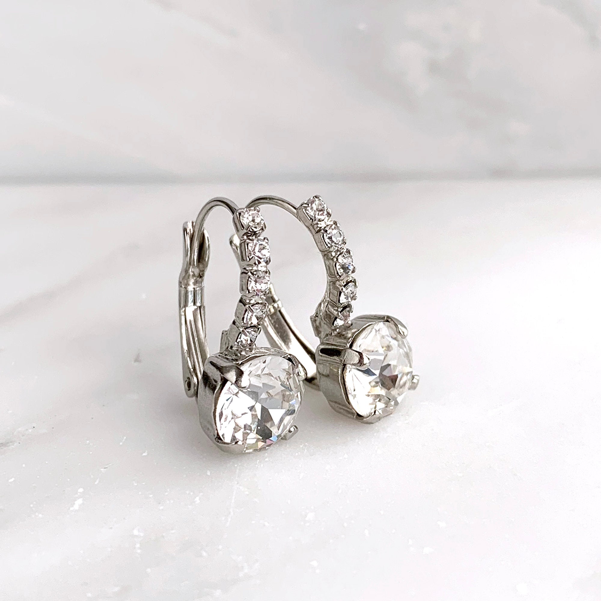 Crystal Bridal Earrings Bridesmaids Earrings Simple Drop | Etsy