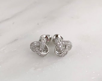 Boucles d’oreilles noeud amour - boucles d’oreilles cz éternité - zirconia cubique - cadeau de la fête des mères - vente