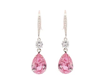 Pink tourmaline earrings - October birthstone - crystal earrings - birthstone earrings