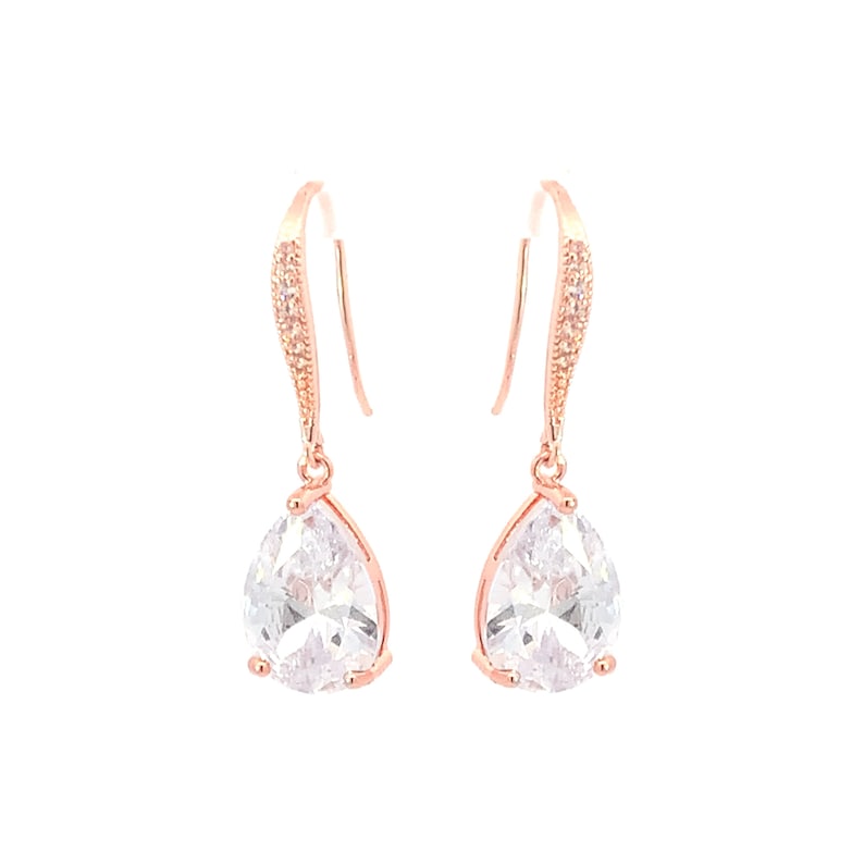 Teardrop bridal earrings in rose gold