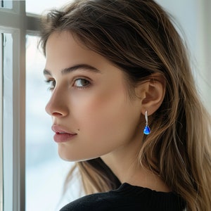 Sapphire earrings - September birthstone - crystal earrings - birthstone earrings - Avery