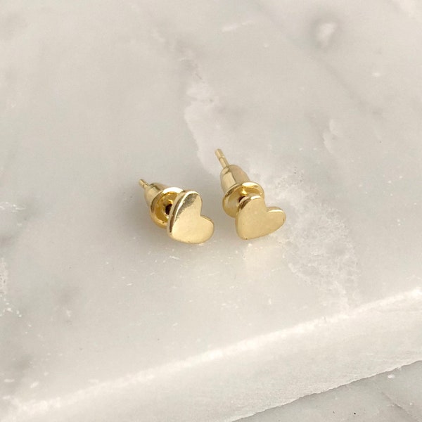 Heart earrings - sterling silver - tiny heart studs - gold heart earrings