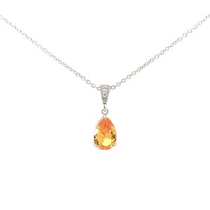 Yellow topaz necklace - crystal teardrop pendant - November birthstone