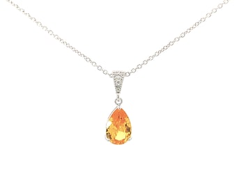 Yellow topaz necklace - crystal teardrop pendant - November birthstone