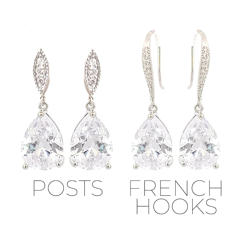Teardrop bridal earrings - wedding jewelry for brides - Avery image 2