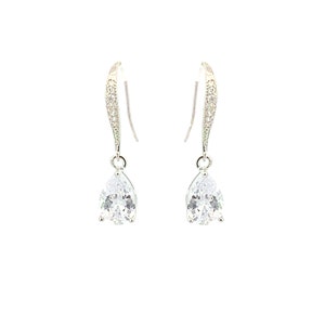 Mini teardrop bridal earrings silver