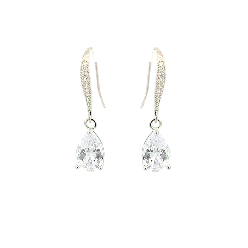 Mini teardrop bridal earrings silver