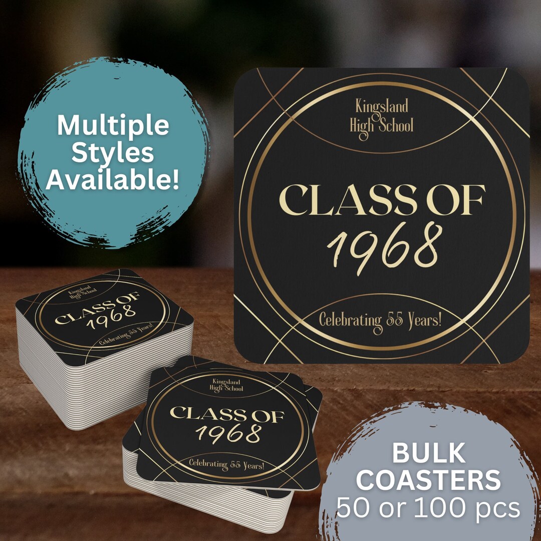 Class Reunion Coasters Bulk 50 100 Pulp Board Party Etsy