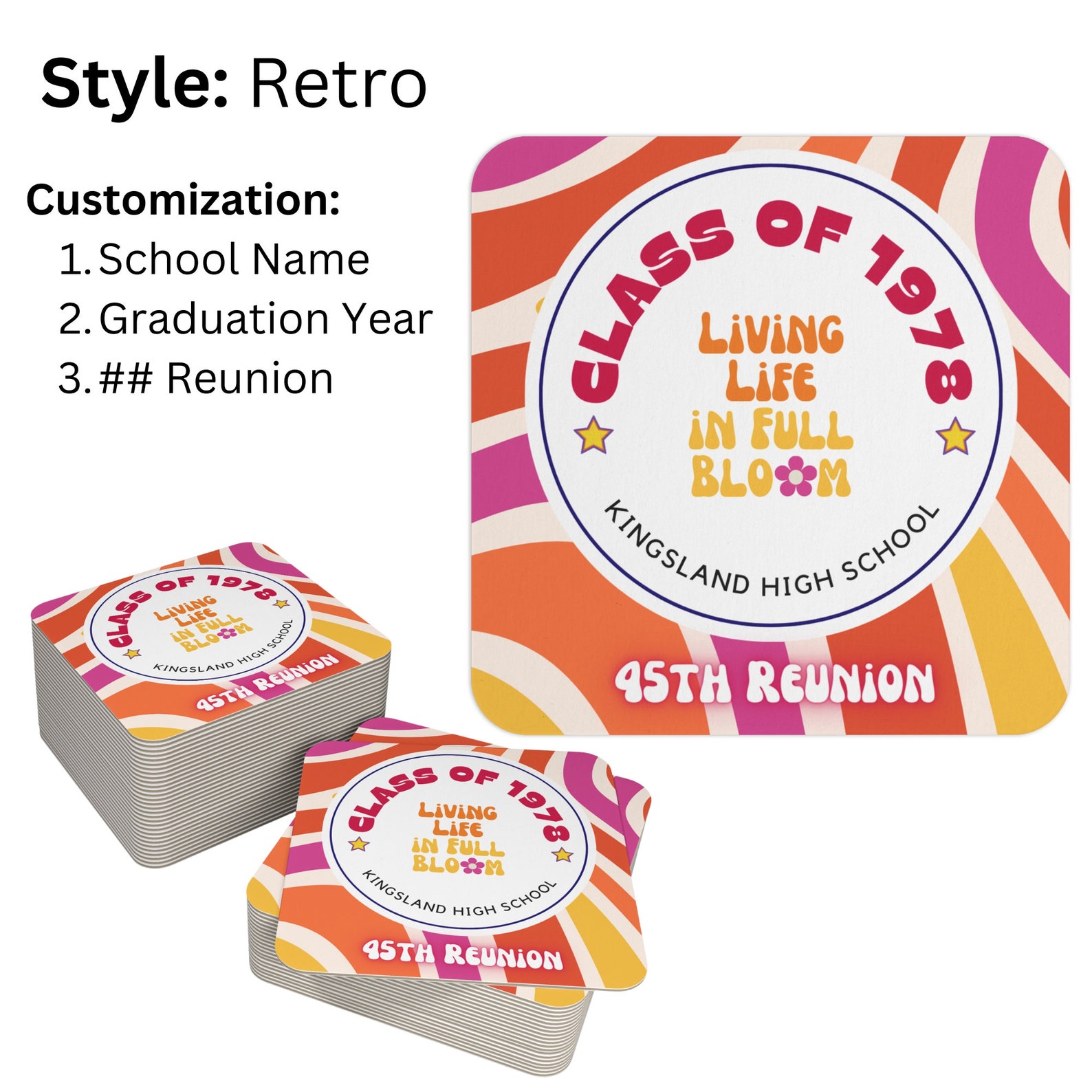 Class Reunion Coasters Bulk 50 100 Pcs Pulp Board Etsy