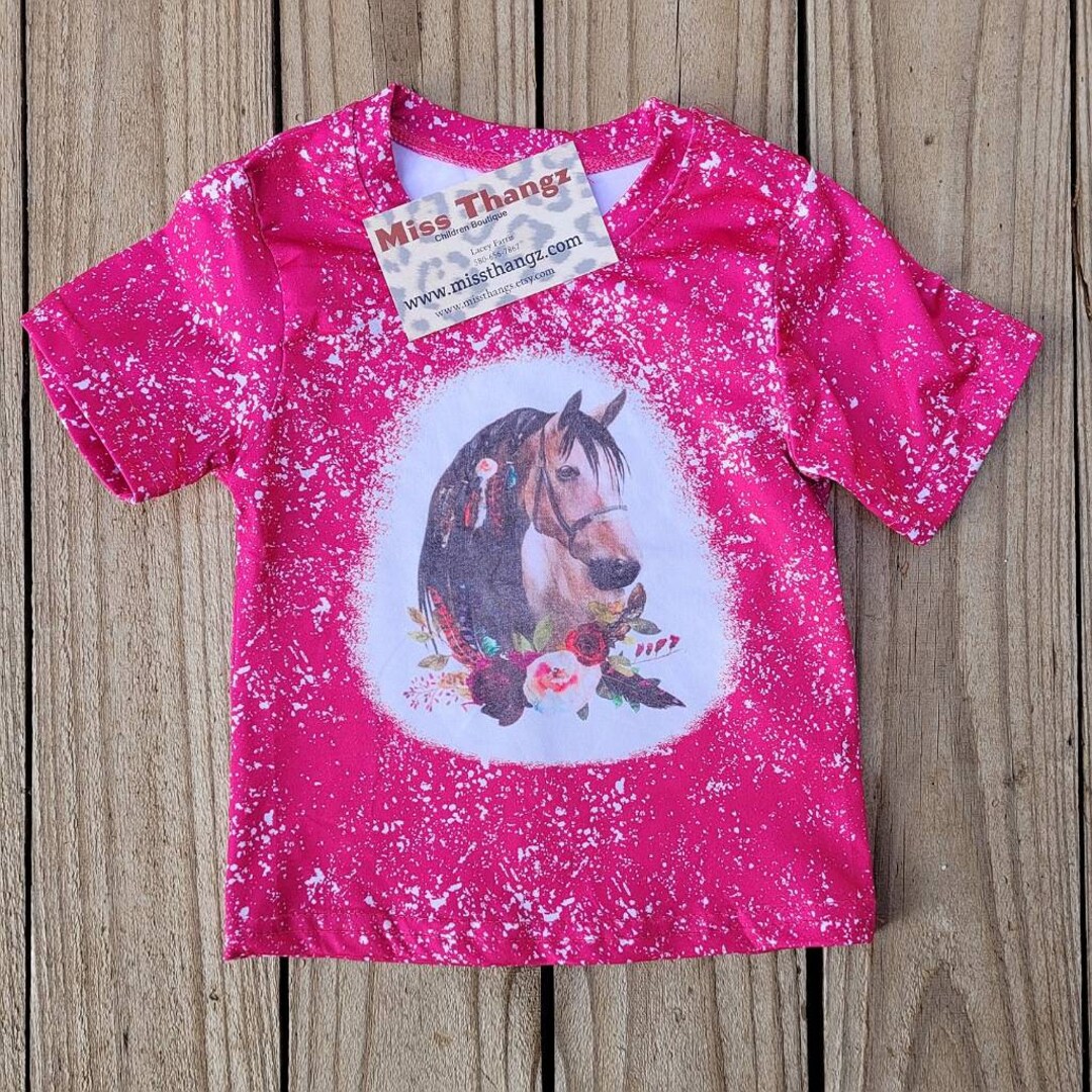 Horse Tee Shirt for Girls Horse Western Baby Horse Bleached Etsy