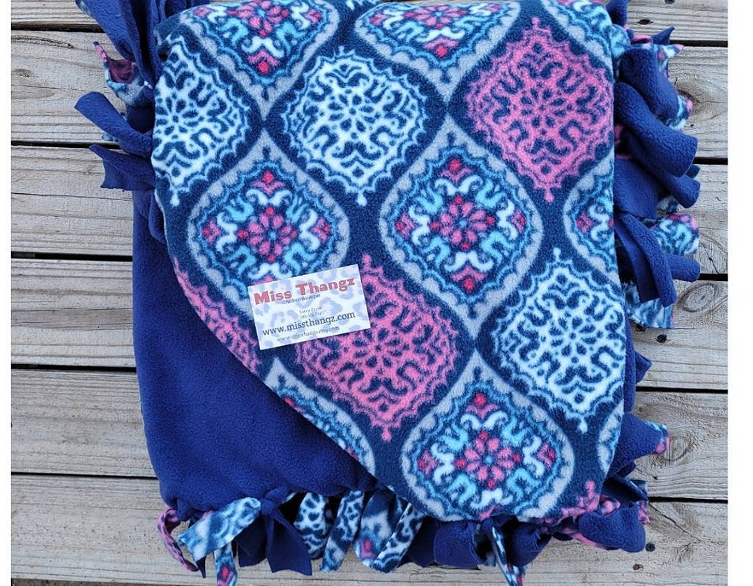 Western Baby Blanket Fleece No Sew Tie Knotted Blanket Etsy