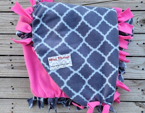 Western Fleece No Sew Blankets, Tie Knotted Baby Blanket, Baby Shower Gifts  Girls, Infant Girls Fleece Blankets, Chevron Nursery Decoration 