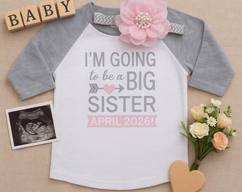 Big Sister Announcement Raglan Shirt, New Sibling Outfit