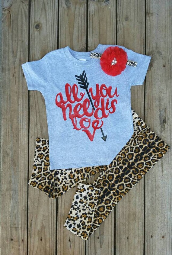 All You Need Is Love Shirt for Girls, Valentine Kids Shirt, Toddler Valentine Outfit, Red and Gray Valentine Shirt