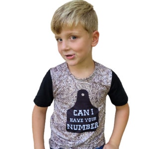 Can I Have your Number, Western Boys Tee, Girls Ear Tag Graphic Tshirt, Leather Work Ear Tags, Country Graphic Tshirt Designs, Cattle Tees