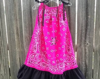 Girls Easter Day Western Bandana Dress, Toddler Girls Pink Twirl Birthday Sets, Western Youth Rodeo Outfits, Pink Paisley Pageant Wear