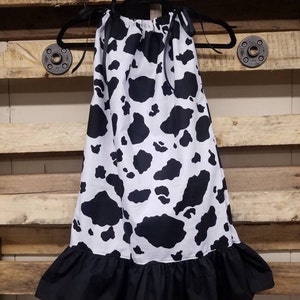 Cow Print Western Dress, Farm Girls Dress, Baby Sun Dress, Toddler Cow Birthday Dress, Child Cow Print Dress, Flower Girl Dresses