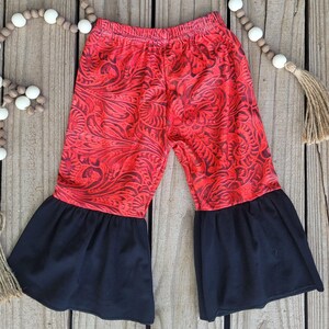 Red Bell Bottoms, Children Flare Hippie Pants, Leather Bell Bottom, Red Leather Teen Bells, Baby Girls Bottoms, Baby Red Pant