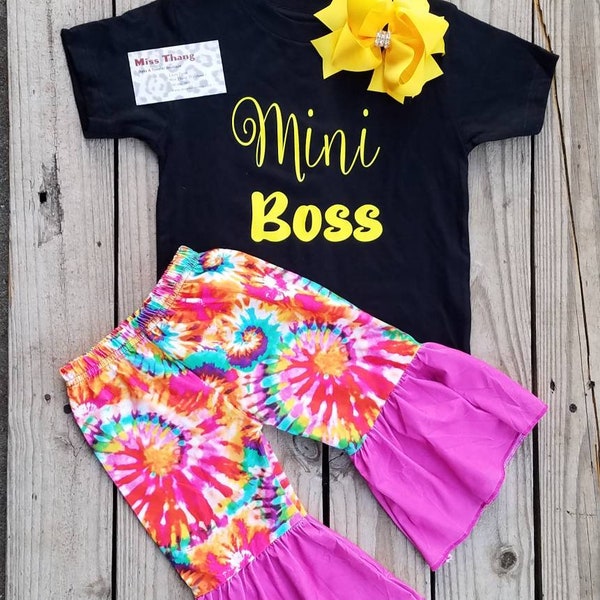 Tie Dyed Bell Bottoms, Flare Western Southern Clothing, Cute And Sassy Mini Boss Outfit, Graphic Toddler Tee Shirt, Rodeo Fiesta Photo Props