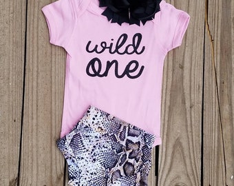 Wild One Snake Girl's Birthday Outfit, 1st Smash Cake Sets, Animal Print Bday Clothing, Livestock Themed Birthday, Western Country Clothing