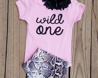 Wild One Snake Girl's Birthday Outfit, 1st Smash Cake Sets, Animal Print Bday Clothing, Livestock Themed Birthday, Western Country Clothing