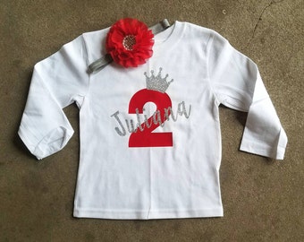 Personalized 2 Year Old Girl Birthday Shirt, 2nd Birthday Outfit, Red Second Birthday Outfit, Girls 2nd Birthday Shirt, Western Two Shirt