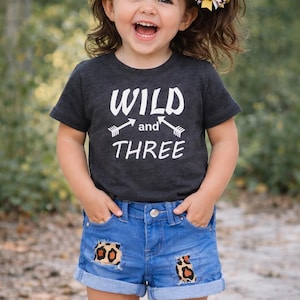 Leopard Print Shorts, Leopard Print Birthday Outfit, Wild and Three Tee, Gold and Leopard Print, Third Birthday Set, Wild Three, 3 Birthday