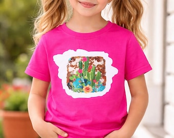 Pink Cactus Kids Shirt | Western Desert Graphic Tee | Girls Boutique Top | Southwestern Kids Outfit | Cute Cowgirl Shirt
