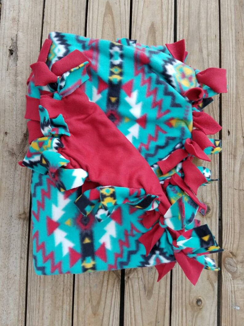Western Baby Blanket Fleece No Sew Tie Knotted Blanket Etsy