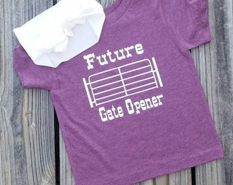Future Gate Opener Shirt, Western Clothes for Kids, Vintage Country, Southern Baby Rodeo Wear, Cowgirl Funny Graphic Tee, Working Cattle Cow