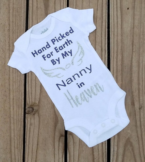 personalised hand Picked  heaven by my any name nanny grandad baby girl vest 