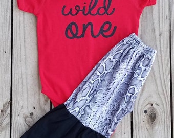 Snake Baby Bell Bottom Pants- Wild One Year Old Girls Birthday Outfit- 1 Yr Old Flare Pant- Western Country Clothing- First Bday Smash Cake