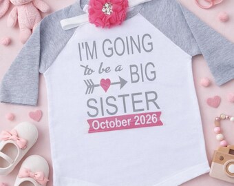 Big Sister Announcement Shirt | I’m Going to Be a Big Sister Tee | Pregnancy Reveal Outfit | Toddler Girl Sibling Shirt | Custom Year