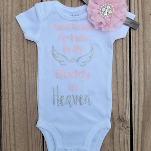Bubby in Heaven Outfit, Hand Picked For Earth by My Aunt In Heaven, Hosptial Coming Home Outfit, Hand Pick By Grandpa Memory of Him, Angels