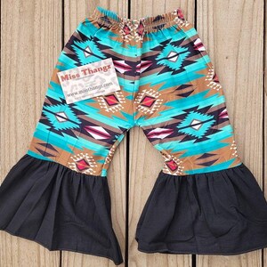 Aztec Print Pants, Western Bell Bottoms, Toddler Country Wear, Flare Bell Bottoms Pant, Baby Little Girls Clothing, Aztec Rodeo Cowgirl Boho