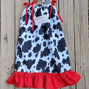 Cow Print Toddlers Dress Fun Black & White Dress, Costume Dress, Toddler Cow Print Birthday Outfit, Animal Print Girls Set, Farm Birthdays