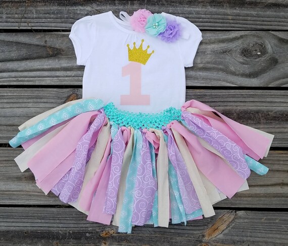 Verrassend Roze en Mint eerste verjaardag Outfit 1 jaar oud meisje Smash | Etsy IN-27