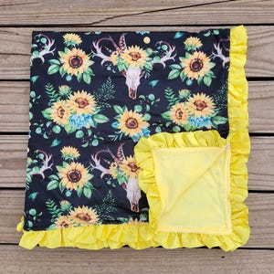 Coperta per neonati in Minky Western: trapunta floreale per cameretta dei bambini in stile cowgirl